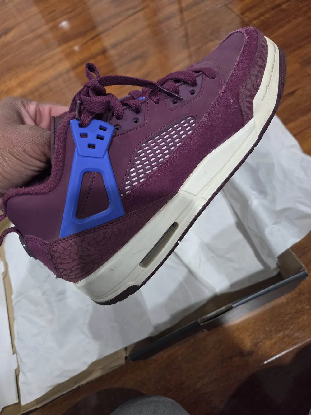 Jordan Kids Burgundy and Blue Low-Top Sneakers